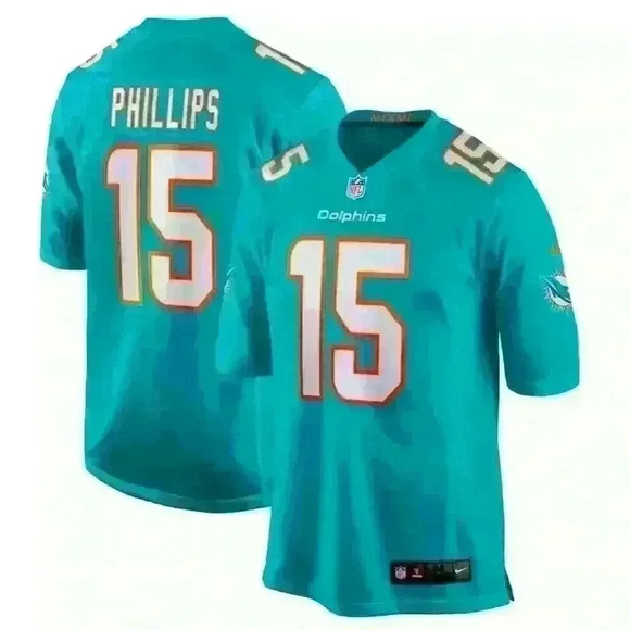 Nike Miami Dolphins Jaelan Phillips #15 Aqua Official NFL Player Game Jersey - Picture 1 of 10